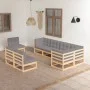 Garden furniture 8 pieces and cushions solid pine wood by vidaXL, Garden sets - Ref: Foro24-3076674, Price: 780,66 €, Discoun...