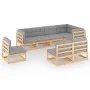 Garden furniture 8 pieces and cushions solid pine wood by vidaXL, Garden sets - Ref: Foro24-3076674, Price: 780,66 €, Discoun...