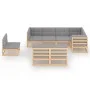 Garden furniture 8 pieces and cushions solid pine wood by vidaXL, Garden sets - Ref: Foro24-3076674, Price: 780,66 €, Discoun...