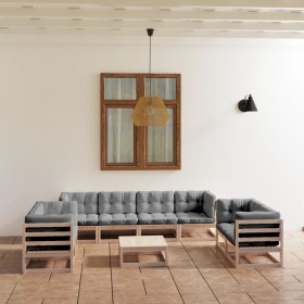 9-piece garden furniture set with solid pine wood cushions by vidaXL, Garden sets - Ref: Foro24-3076514, Price: 835,41 €, Dis...