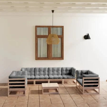 9-piece garden furniture set with solid pine wood cushions by vidaXL, Garden sets - Ref: Foro24-3076514, Price: 826,94 €, Dis...