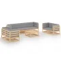 9-piece garden furniture set with solid pine wood cushions by vidaXL, Garden sets - Ref: Foro24-3076514, Price: 826,94 €, Dis...