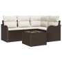Conjunto de sofá de jardín con cojín 5 pcs Gris Poliratán
