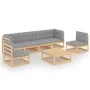 Garden furniture 7 pieces with cushions made of solid pine wood by vidaXL, Garden sets - Ref: Foro24-3076454, Price: 629,61 €...