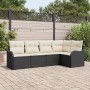 Conjunto de sofá de jardín con cojín 5 pcs Negro Poliratán