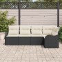 Conjunto de sofá de jardín con cojín 5 pcs Negro Poliratán