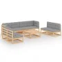 9-piece garden furniture set with solid pine wood cushions by vidaXL, Garden sets - Ref: Foro24-3076484, Price: 854,57 €, Dis...