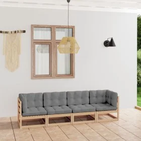 4-seater garden sofa with solid pine wood cushions by vidaXL, Outdoor sofas - Ref: Foro24-3076409, Price: 373,71 €, Discount: %
