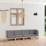 4-Sitzer-Gartensofa mit Kissen aus massivem Kiefernholz von vidaXL, Outdoor-Sofas - Ref: Foro24-3076409, Preis: 373,71 €, Rab...