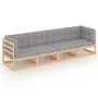 4-seater garden sofa with solid pine wood cushions by vidaXL, Outdoor sofas - Ref: Foro24-3076409, Price: 373,71 €, Discount: %