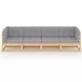 4-Sitzer-Gartensofa mit Kissen aus massivem Kiefernholz von vidaXL, Outdoor-Sofas - Ref: Foro24-3076409, Preis: 373,71 €, Rab...
