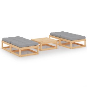 5-piece garden furniture set with solid pine wood cushions by vidaXL, Garden sets - Ref: Foro24-3076289, Price: 324,39 €, Dis...
