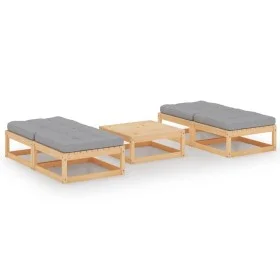 5-teiliges Gartenmöbel-Set mit Kissen aus massivem Kiefernholz von vidaXL, Gartensets - Ref: Foro24-3076289, Preis: 314,30 €,...