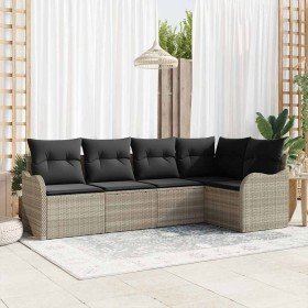 Conjunto de sofá de jardín 5 pcs Gris Claro ratán sintético en Conjuntos de jardín | Comprar online en Foro24