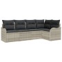 Conjunto de sofá de jardín con cojín 5 pcs Gris Claro Poliratán