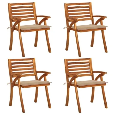 Sillas de jardín con cojines 4 unidades madera maciza de acacia de vidaXL, Sillas de jardín - Ref: Foro24-3075177, Precio: 41...
