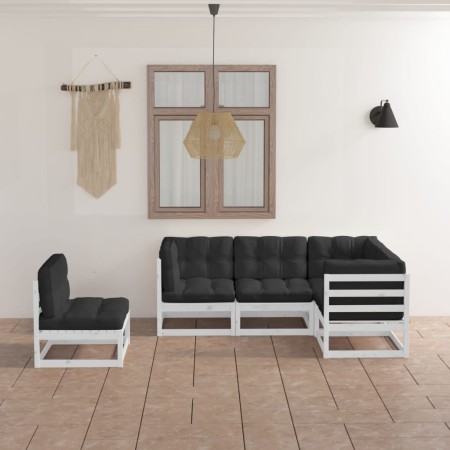 5-teiliges Gartenmöbel-Set mit Kissen aus massivem Kiefernholz von vidaXL, Gartensets - Ref: Foro24-3076625, Preis: 504,70 €,...