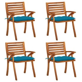 Gartenstühle mit Kissen 4 Einheiten aus massivem Akazienholz von vidaXL, Gartenstühle - Ref: Foro24-3075193, Preis: 500,40 €,...
