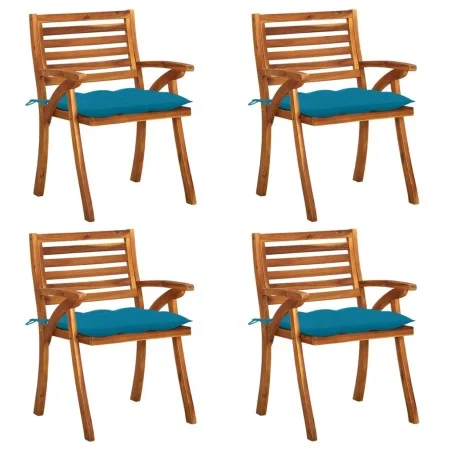Sillas de jardín con cojines 4 unidades madera maciza de acacia de vidaXL, Sillas de jardín - Ref: Foro24-3075193, Precio: 39...