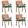 Garden chairs with cushions 4 units solid acacia wood by vidaXL, Garden chairs - Ref: Foro24-3075193, Price: 500,40 €, Discou...