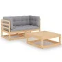 3-teiliges Gartenmöbel-Set mit Kissen aus massivem Kiefernholz von vidaXL, Gartensets - Ref: Foro24-3076299, Preis: 236,17 €,...