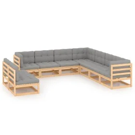 Gartenmöbel-Set 9-teilig und Kissen aus massivem Kiefernholz von vidaXL, Gartensets - Ref: Foro24-3076904, Preis: 900,09 €, R...