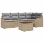 Conjunto de sofá de jardín con cojín 6 pcs Negro Poliratán