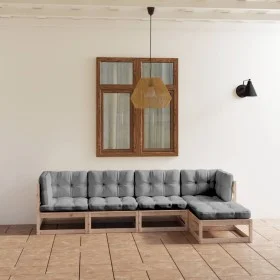 5-piece garden furniture set with solid pine wood cushions by vidaXL, Garden sets - Ref: Foro24-3076584, Price: 429,10 €, Dis...