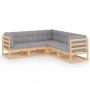 5-teiliges Gartenmöbel-Set mit Kissen aus massivem Kiefernholz von vidaXL, Gartensets - Ref: Foro24-3076544, Preis: 489,07 €,...
