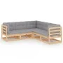Juego de muebles de jardín 5 pzas y cojines madera pino maciza de vidaXL, Conjuntos de jardín - Ref: Foro24-3076544, Precio: ...