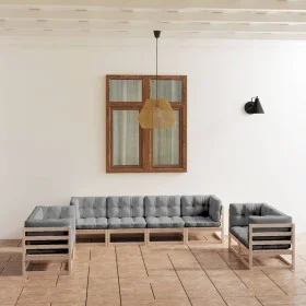 8-piece garden furniture set with solid pine wood cushions by vidaXL, Garden sets - Ref: Foro24-3076509, Price: 776,76 €, Dis...