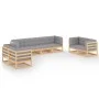 8-piece garden furniture set with solid pine wood cushions by vidaXL, Garden sets - Ref: Foro24-3076509, Price: 777,88 €, Dis...