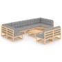 Garden furniture set 10 pieces and cushions solid pine wood by vidaXL, Garden sets - Ref: Foro24-3077219, Price: 907,03 €, Di...