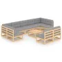 Garden furniture set 10 pieces and cushions solid pine wood by vidaXL, Garden sets - Ref: Foro24-3077219, Price: 893,56 €, Di...