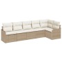 Conjunto de sofá de jardín con cojín 6 pcs Beige Poliratán