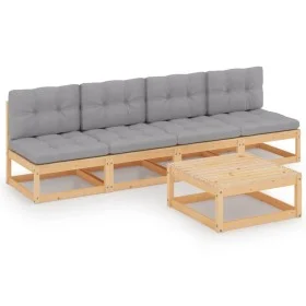 5-piece garden furniture set with solid pine wood cushions by vidaXL, Garden sets - Ref: Foro24-3076394, Price: 446,51 €, Dis...