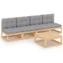 5-piece garden furniture set with solid pine wood cushions by vidaXL, Garden sets - Ref: Foro24-3076394, Price: 446,51 €, Dis...