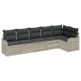 Conjunto de sofá de jardín con cojín 6 pcs Gris Claro Poliratán