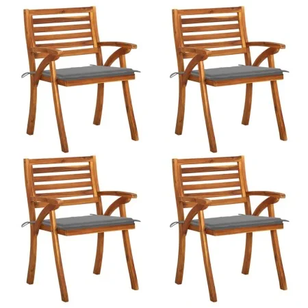 Garden chairs with cushions, 4 units, solid acacia wood. by vidaXL, Garden chairs - Ref: Foro24-3075175, Price: 388,64 €, Dis...