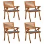 Garden chairs with cushions, 4 units, solid acacia wood. by vidaXL, Garden chairs - Ref: Foro24-3075175, Price: 388,64 €, Dis...