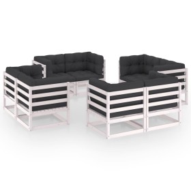 8-teiliges Gartenmöbel-Set und Kissen aus massivem Kiefernholz von vidaXL, Gartensets - Ref: Foro24-3076335, Preis: 907,77 €,...