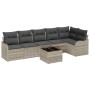 Conjunto de sofá de jardín con cojín 7 pcs Gris Poliratán