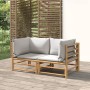 Garten-Ecksofas mit hellgrauen Kissen 2 Stück Bambus von vidaXL, Gartensets - Ref: Foro24-3155086, Preis: 213,93 €, Rabatt: %