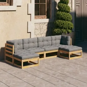 Garden furniture set 6 pieces and cushions solid pine wood by vidaXL, Garden sets - Ref: Foro24-3077114, Price: 502,33 €, Dis...