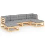 Gartenmöbel-Set 6-teilig und Kissen aus massivem Kiefernholz von vidaXL, Gartensets - Ref: Foro24-3077114, Preis: 502,61 €, R...