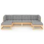 Gartenmöbel-Set 6-teilig und Kissen aus massivem Kiefernholz von vidaXL, Gartensets - Ref: Foro24-3077114, Preis: 502,61 €, R...