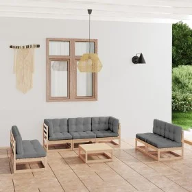 Gartenmöbel-Set 8-teilig und Kissen aus massivem Kiefernholz von vidaXL, Gartensets - Ref: Foro24-3076474, Preis: 716,44 €, R...