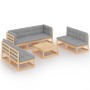 Garden furniture set 8 pieces and cushions solid pine wood by vidaXL, Garden sets - Ref: Foro24-3076474, Price: 727,39 €, Dis...