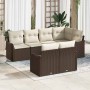 Conjunto de sofá de jardín con cojín 7 pcs Marrón Poliratán
