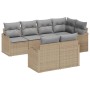 Conjunto de sofá de jardín con cojín 7 pcs Beige Poliratán